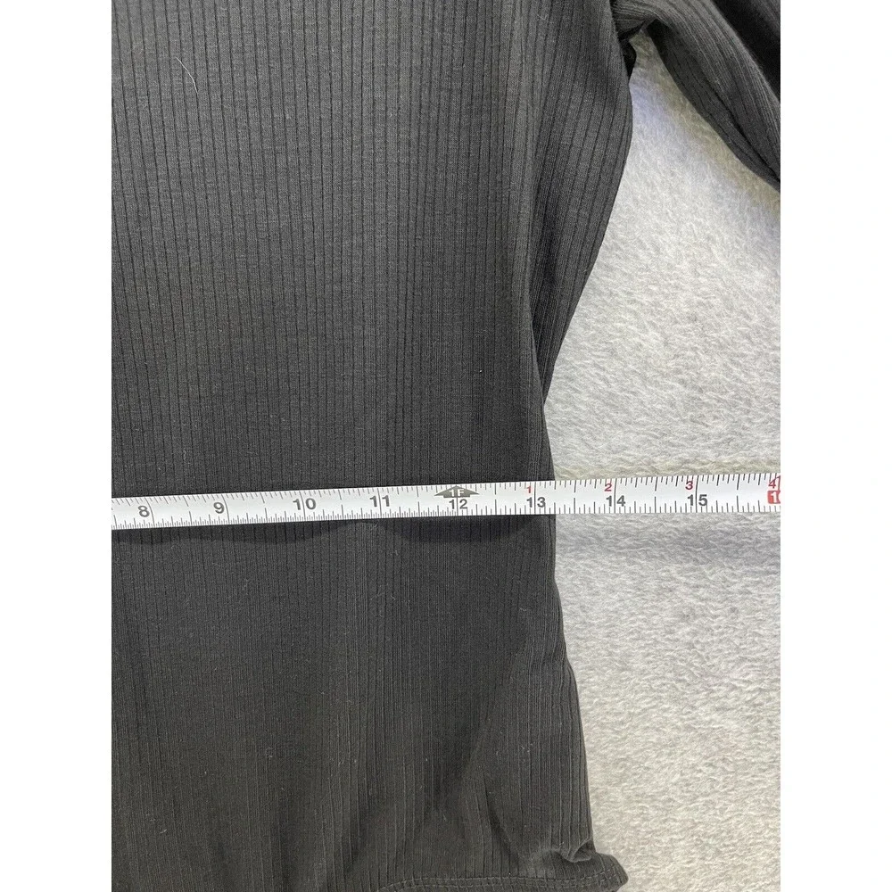 NY Collection Women's Bodysuit Ribbed 3/4 Sleeve Solid Black Medium - Picture 8 of 13